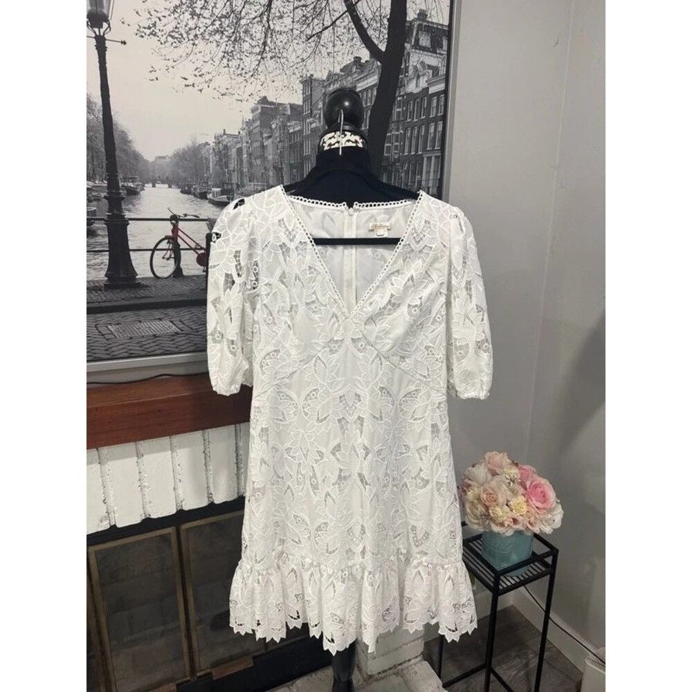 Shoshanna Birdie Floral Eyelet Lace Dress white size 10